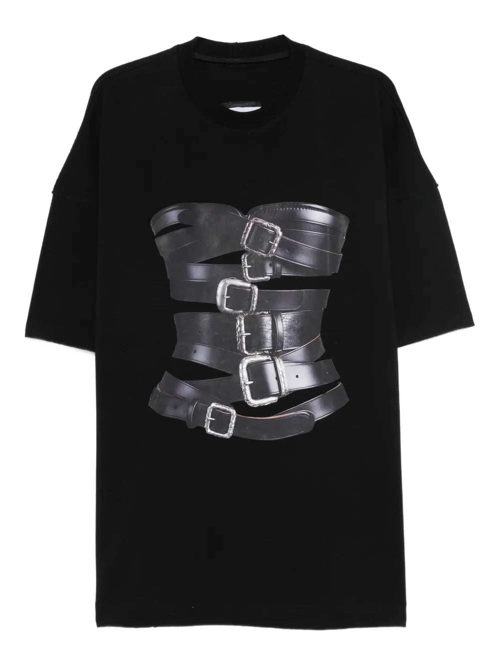 Hamza Dolce Buckled Corset Print T Shirt Mini Day Dress