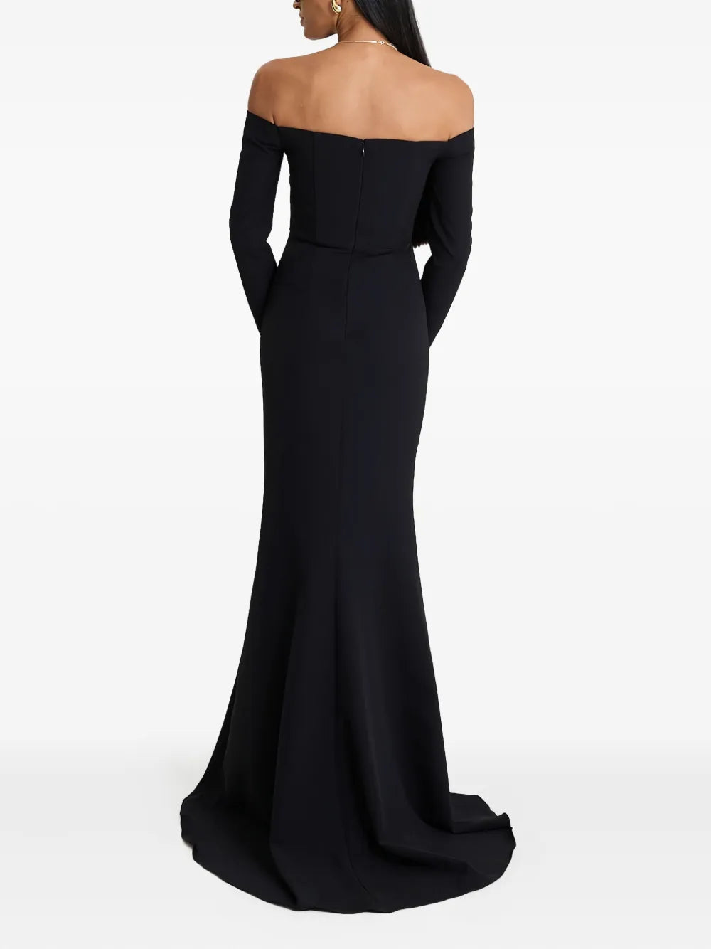Moos Studio Black Poem Off Shoulder Fishtail Maxi Dress