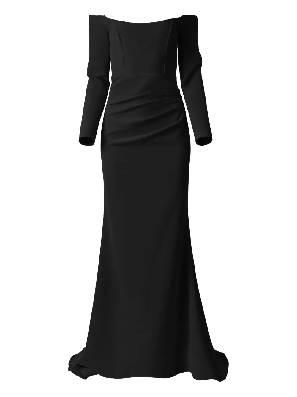 Moos Studio Black Poem Off Shoulder Fishtail Maxi Dress