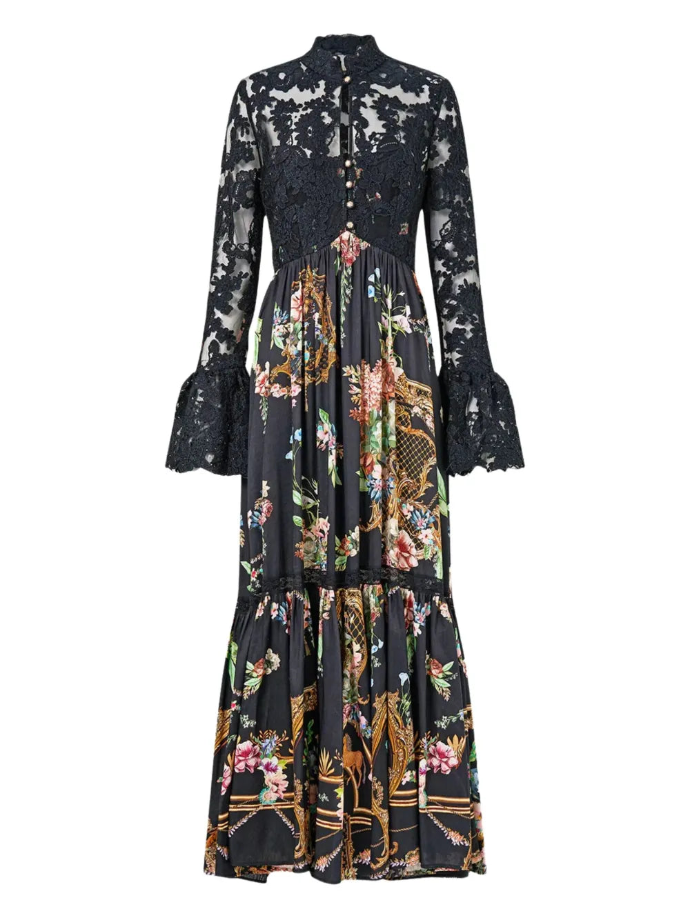 Camilla Lace Bodice Floral Maxi Dress