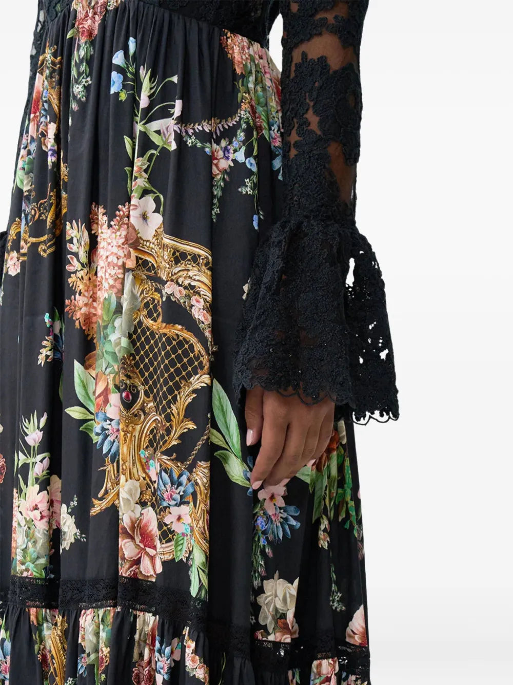 Camilla Lace Bodice Floral Maxi Dress