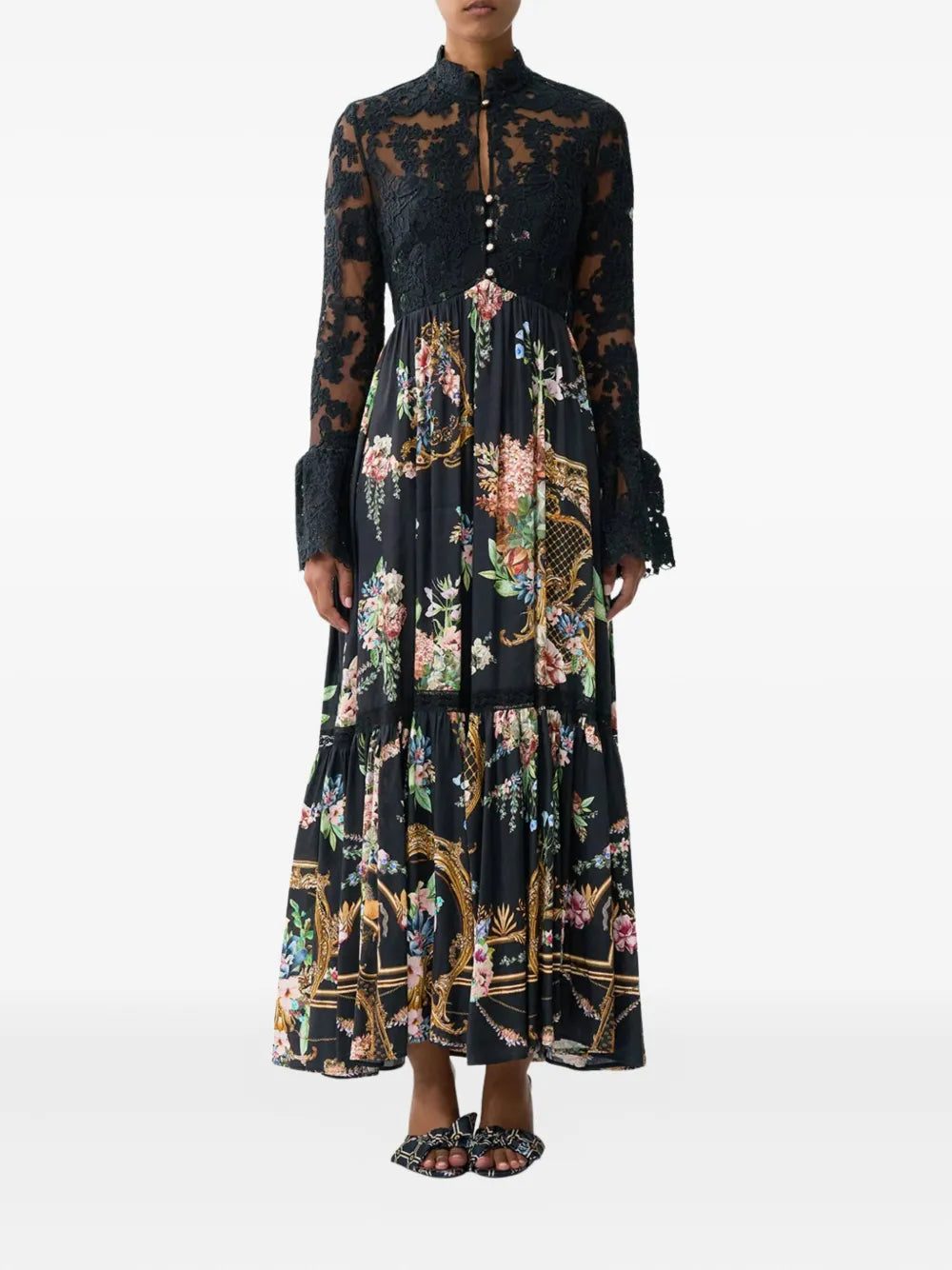 Camilla Lace Bodice Floral Maxi Dress