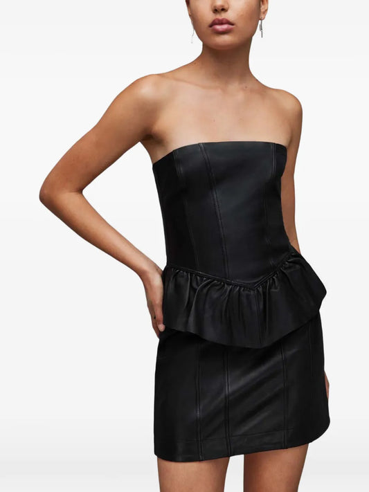 Allsaints Cassie Ruffled Trim Strapless Mini Dress