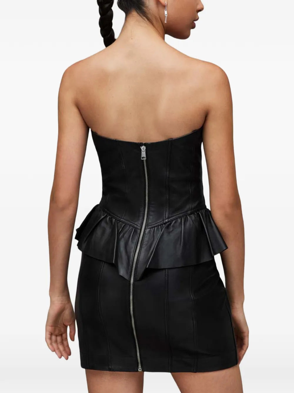 Allsaints Cassie Ruffled Trim Strapless Mini Dress