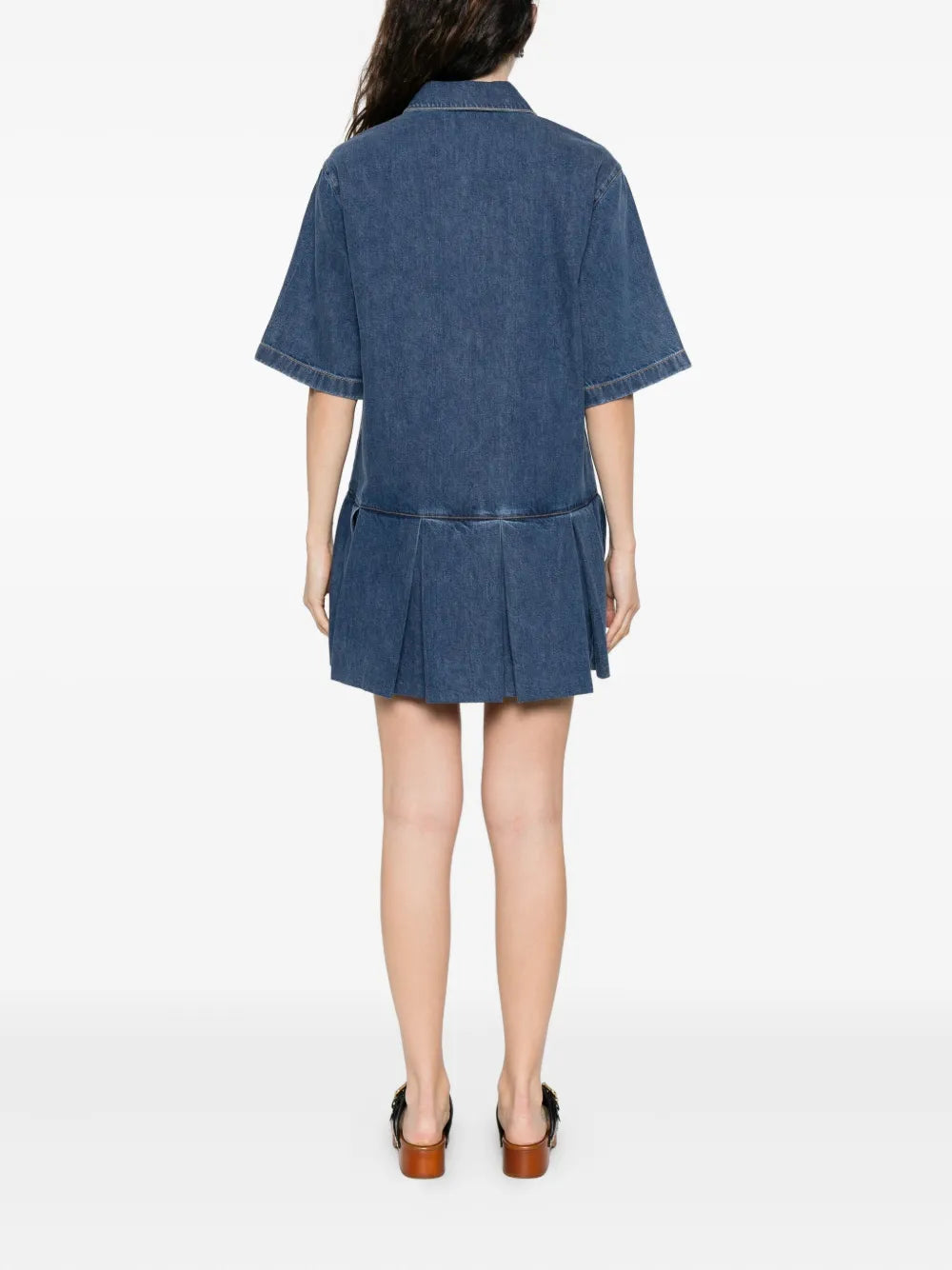 Frame Pleated Denim Shirtdress