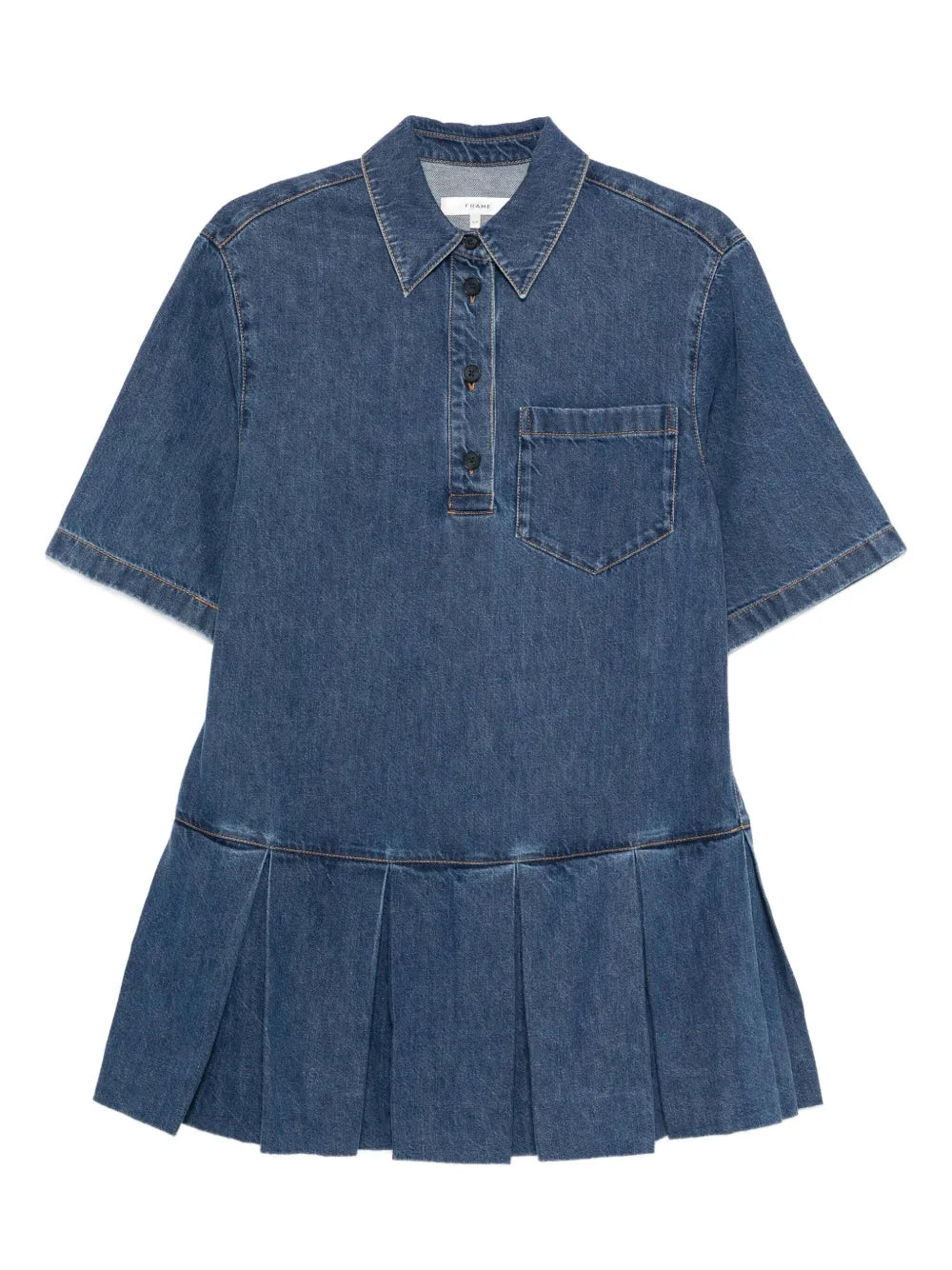 Frame Pleated Denim Shirtdress