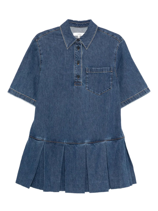 Frame Pleated Denim Shirtdress