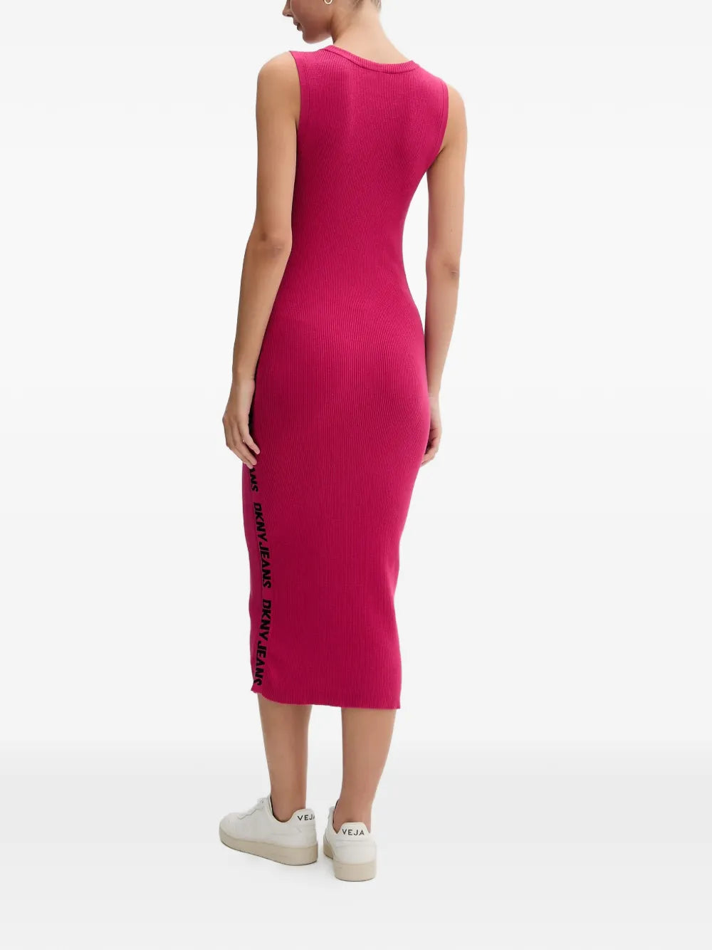 Dkny Side Logo Ribbed Midi Dress