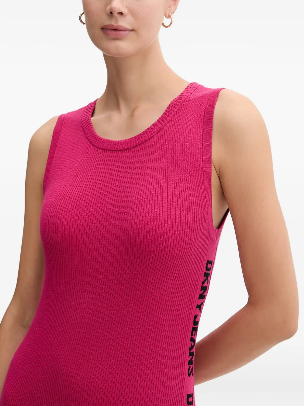Dkny Side Logo Ribbed Midi Dress