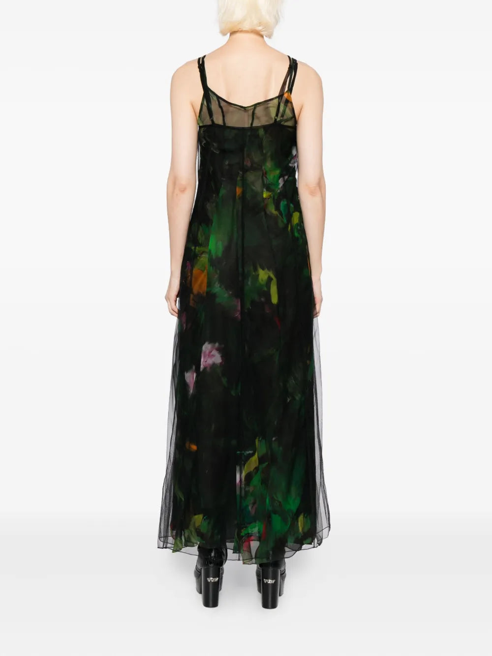 Quetsche Floral Print Layered Dress