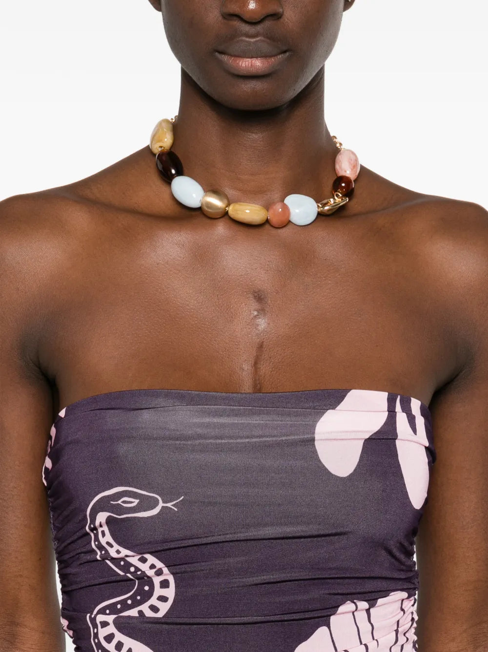 Cala De La Cruz Floral Snake Print Dress