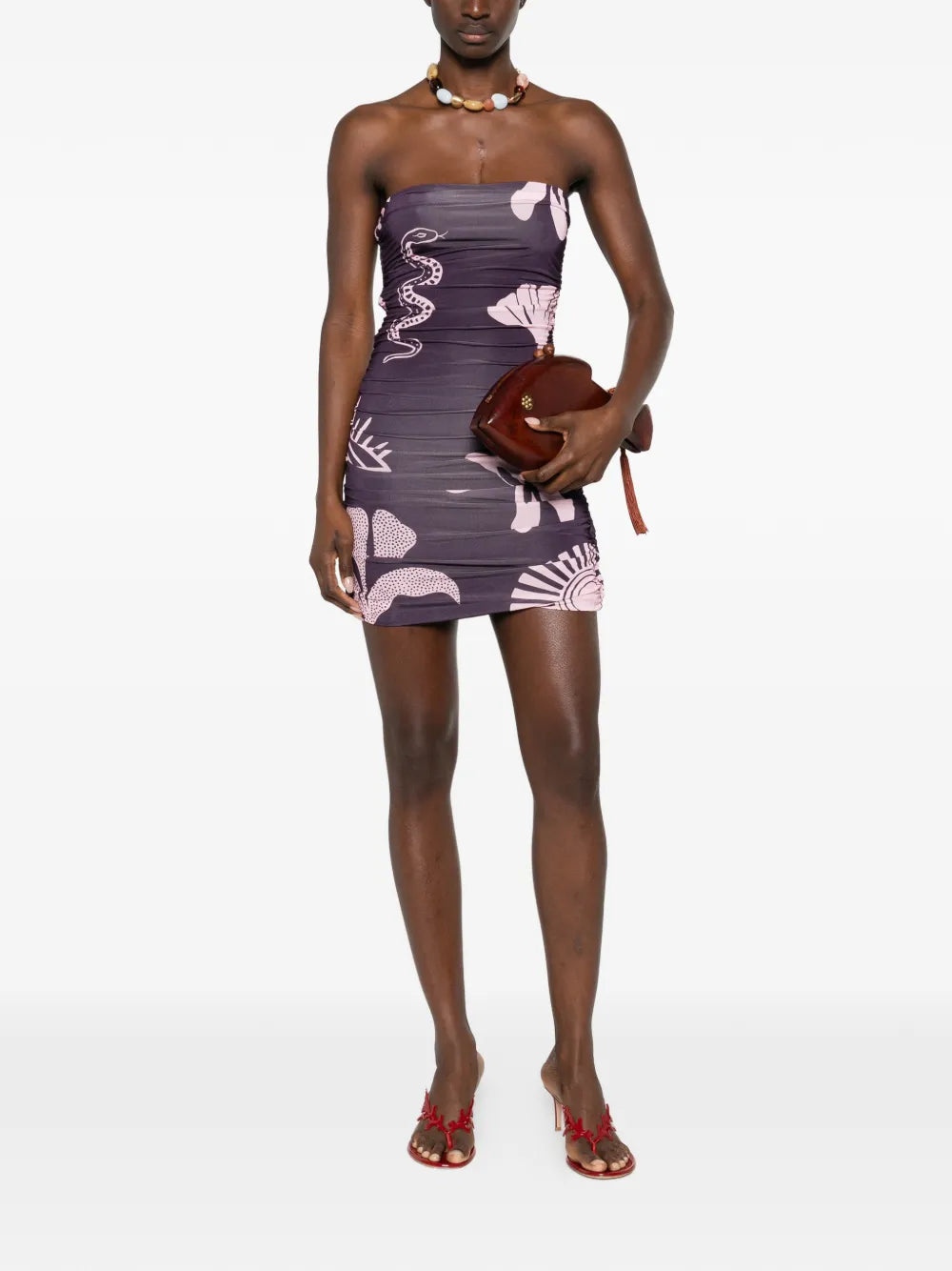 Cala De La Cruz Floral Snake Print Dress