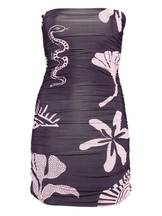 Cala De La Cruz Floral Snake Print Dress