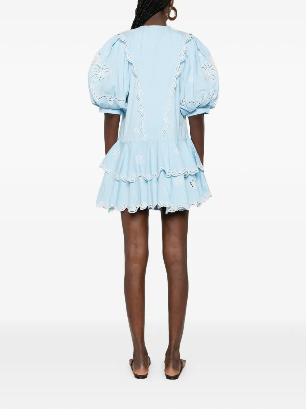 Alemais Maizy Embroidered Puff Sleeves Mini Dress