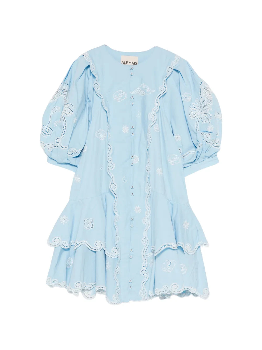 Alemais Maizy Embroidered Puff Sleeves Mini Dress