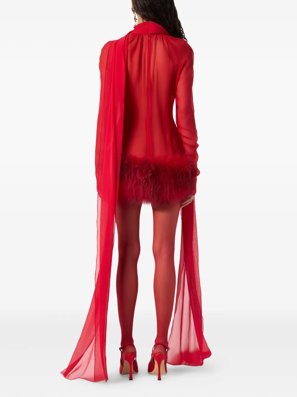Blumarine High Neck Long Sleeves Mini Dress