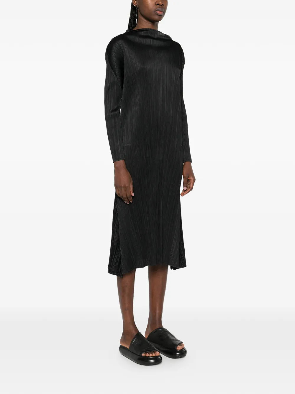 Pleats Please Issey Miyake Ole High Neck A Line Midi Dress