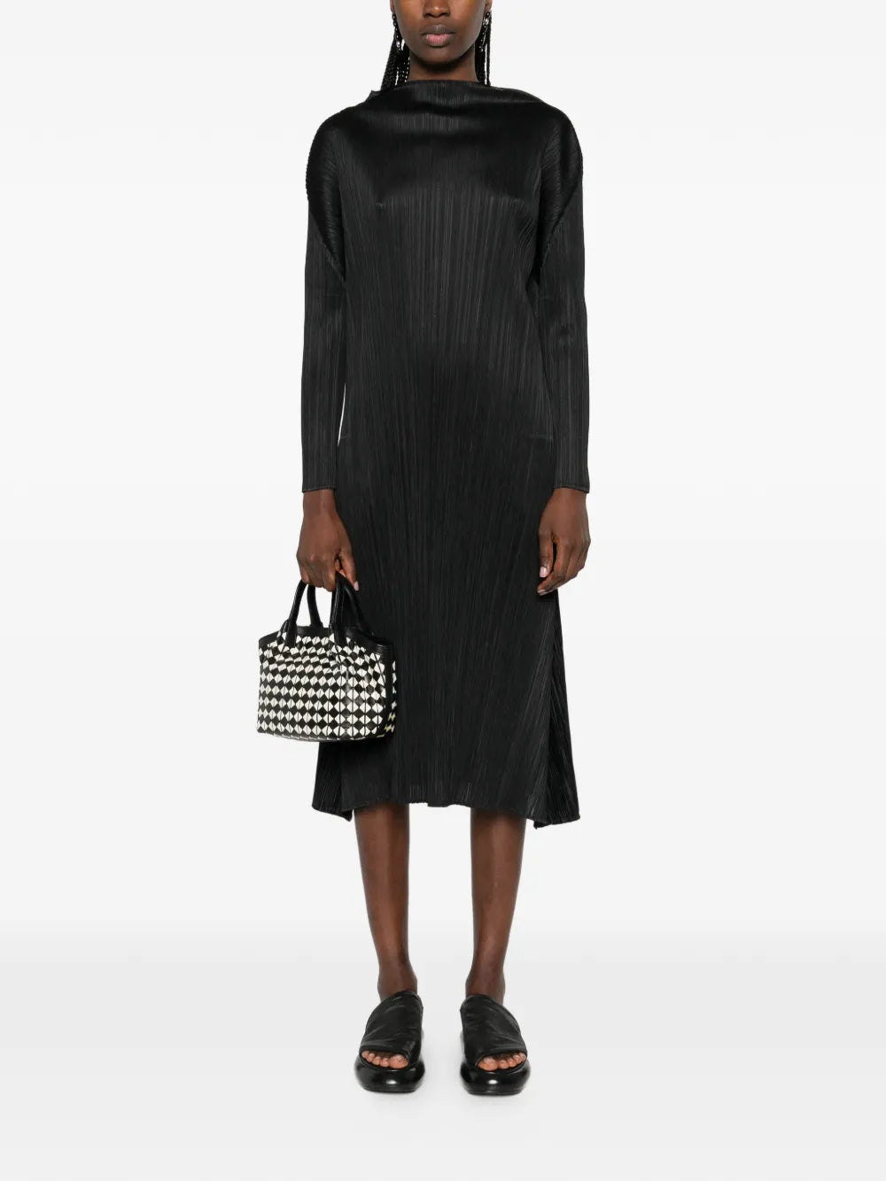 Pleats Please Issey Miyake Ole High Neck A Line Midi Dress