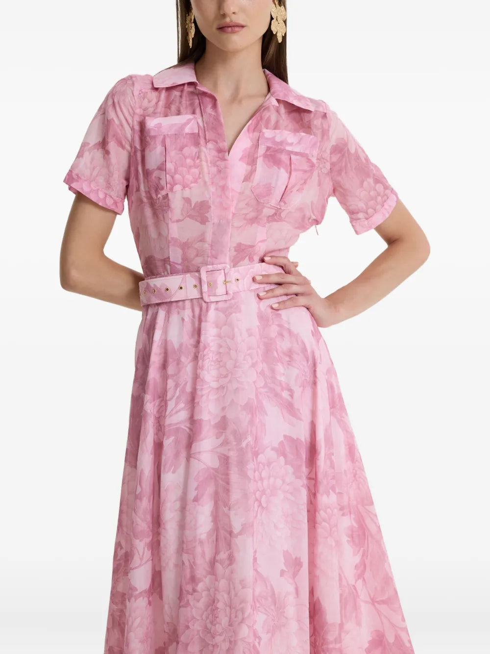 Moos Studio La Rosee Floral Print Belted Dress