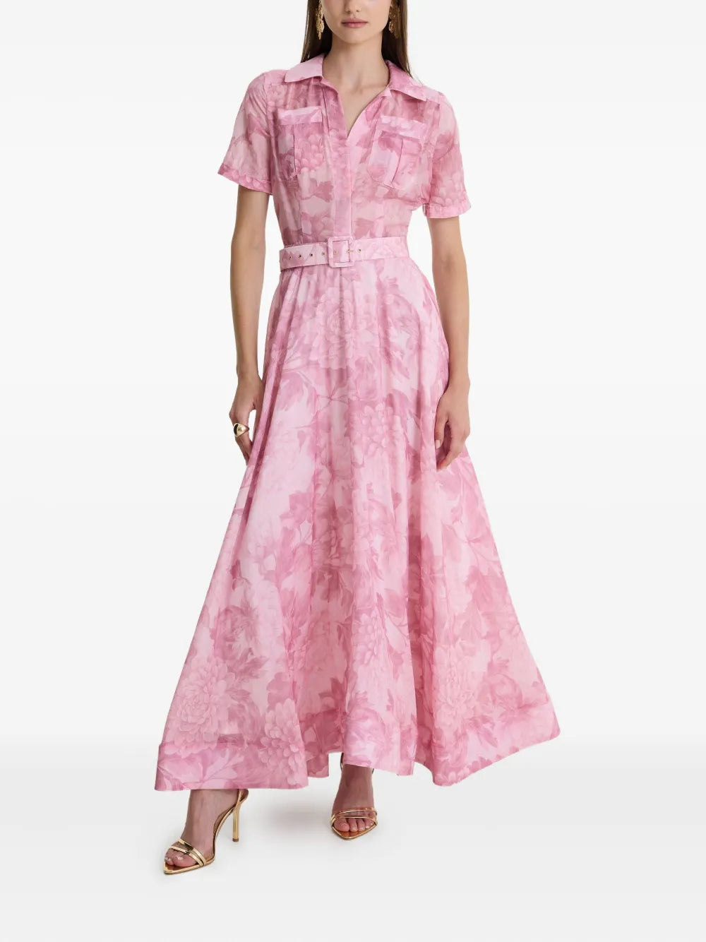 Moos Studio La Rosee Floral Print Belted Dress