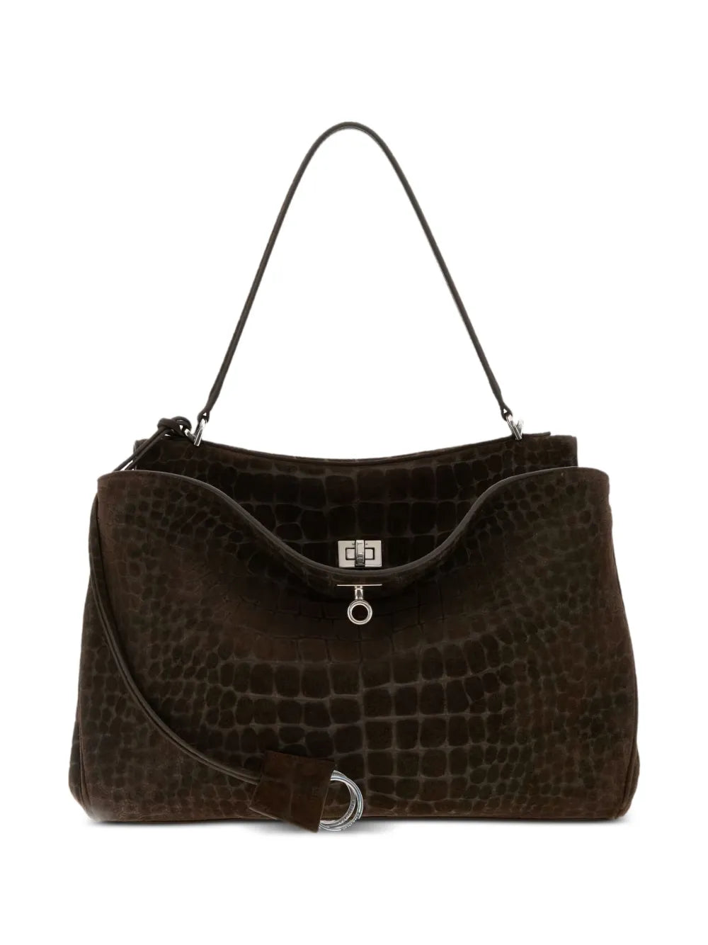 Balenciaga Medium Rodeo Crocodile Embossed Top Handle Shoulder Bag