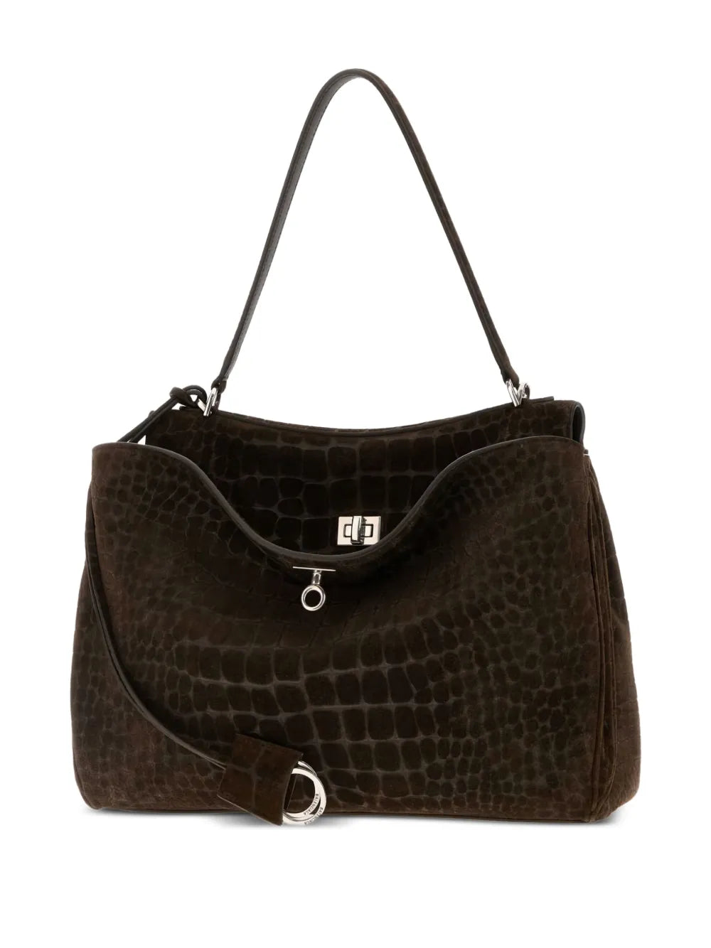 Balenciaga Medium Rodeo Crocodile Embossed Top Handle Shoulder Bag