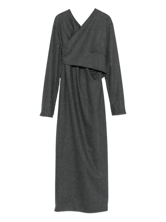 Khaite Cross Neck Wrap Dress