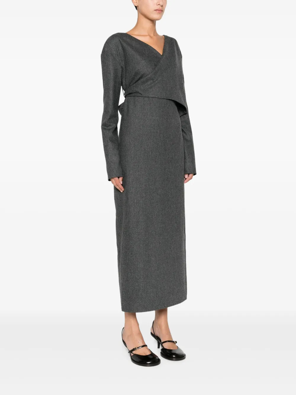 Khaite Cross Neck Wrap Dress