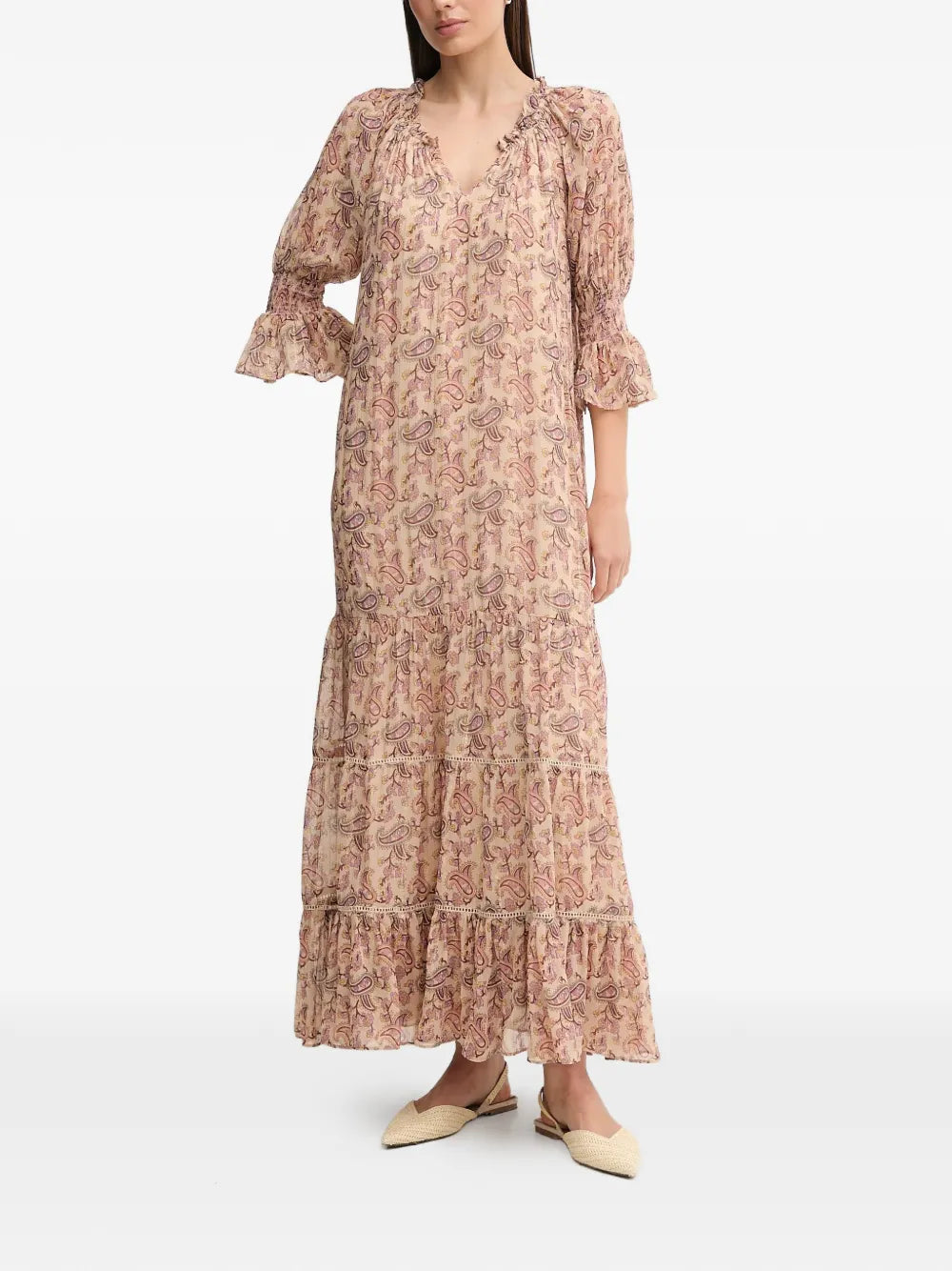 Hoss Intropia Ruffled Paisley Tiered Maxi Dress