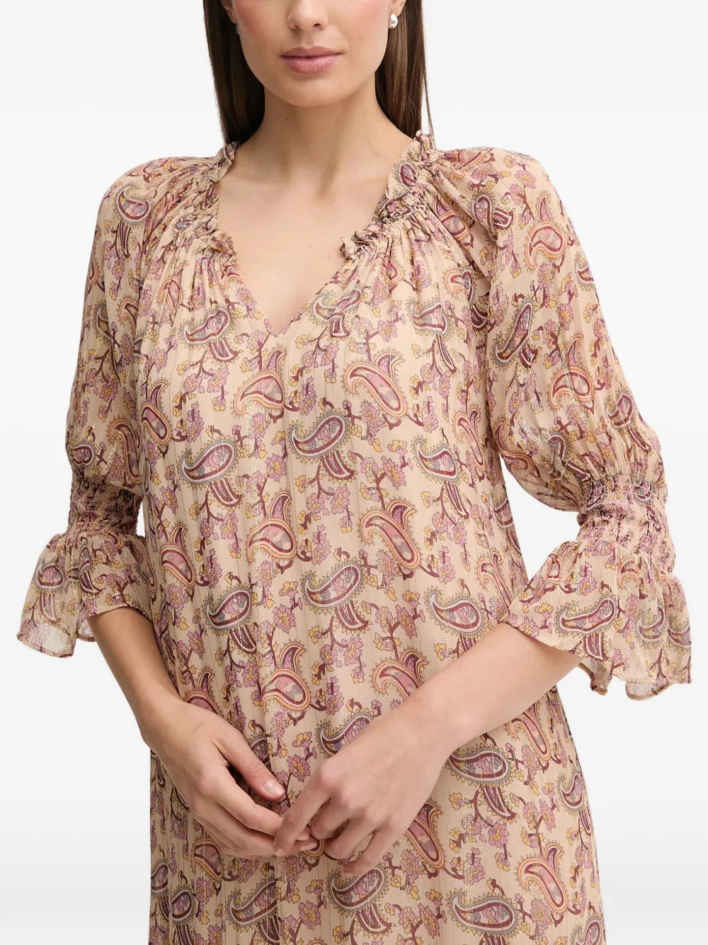 Hoss Intropia Ruffled Paisley Tiered Maxi Dress