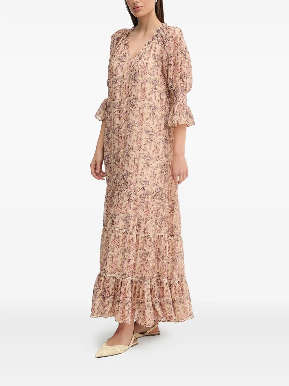 Hoss Intropia Ruffled Paisley Tiered Maxi Dress
