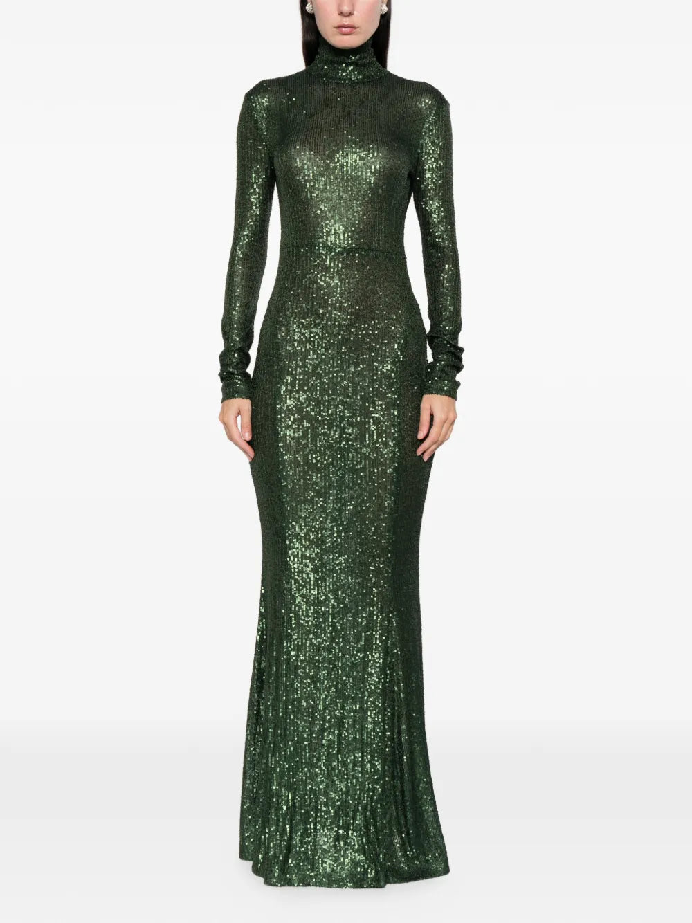 Norma Kamali Turtleneck Fishtail Maxi Dress