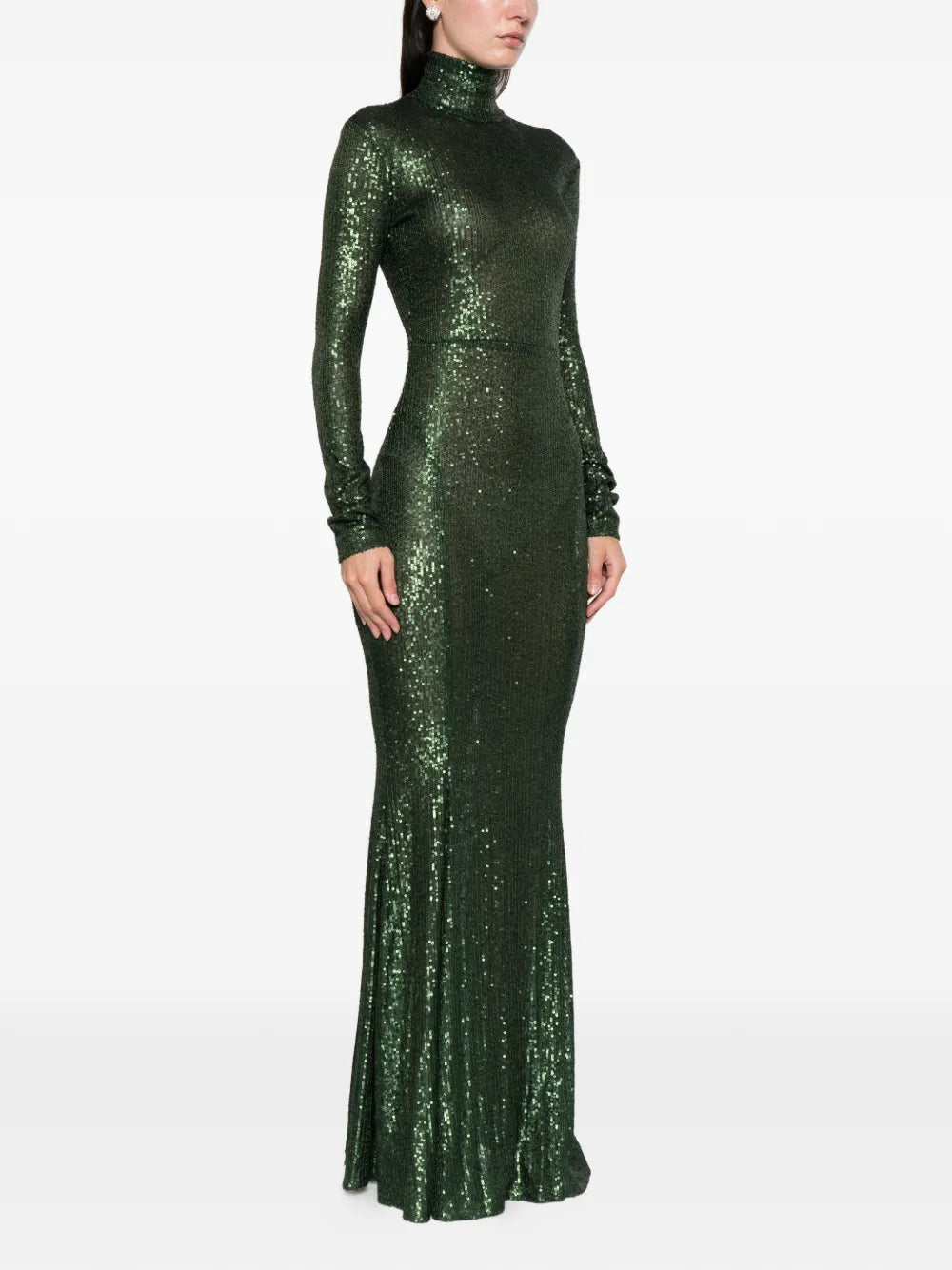 Norma Kamali Turtleneck Fishtail Maxi Dress