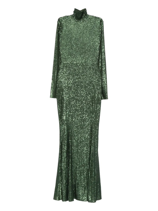 Norma Kamali Turtleneck Fishtail Maxi Dress