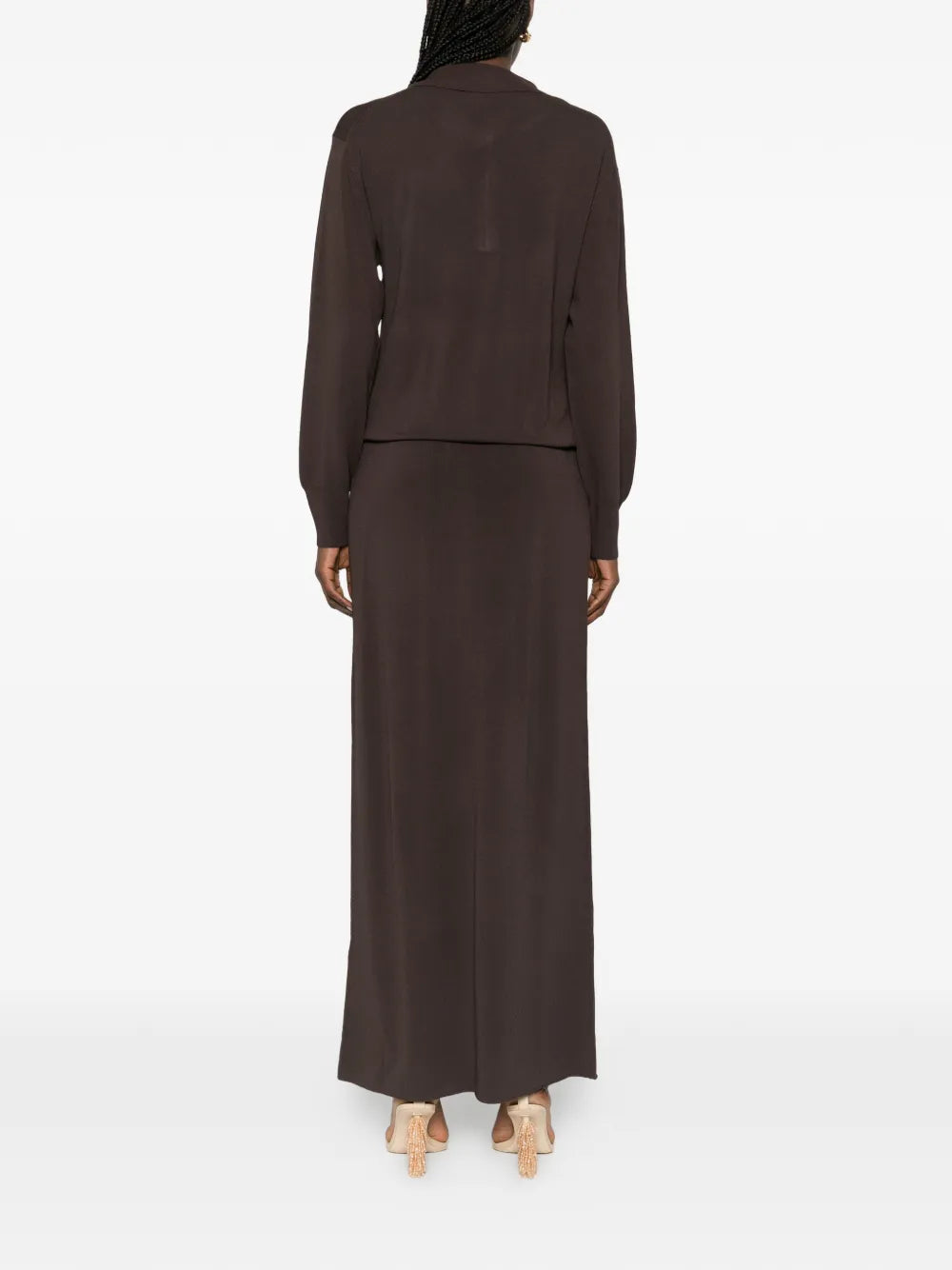 Brandon Maxwell Sabine Quarter Zip Maxi Dress