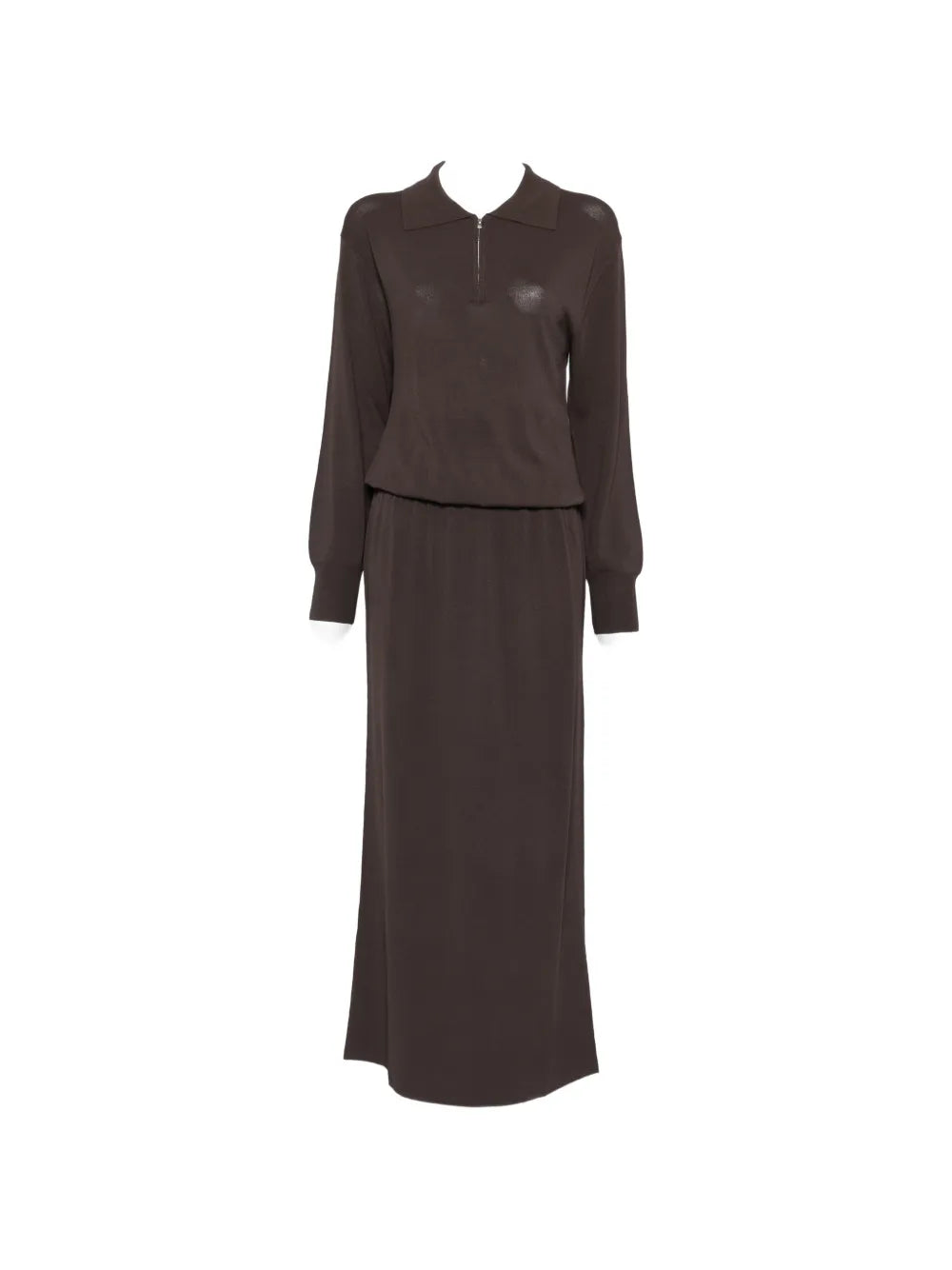 Brandon Maxwell Sabine Quarter Zip Maxi Dress