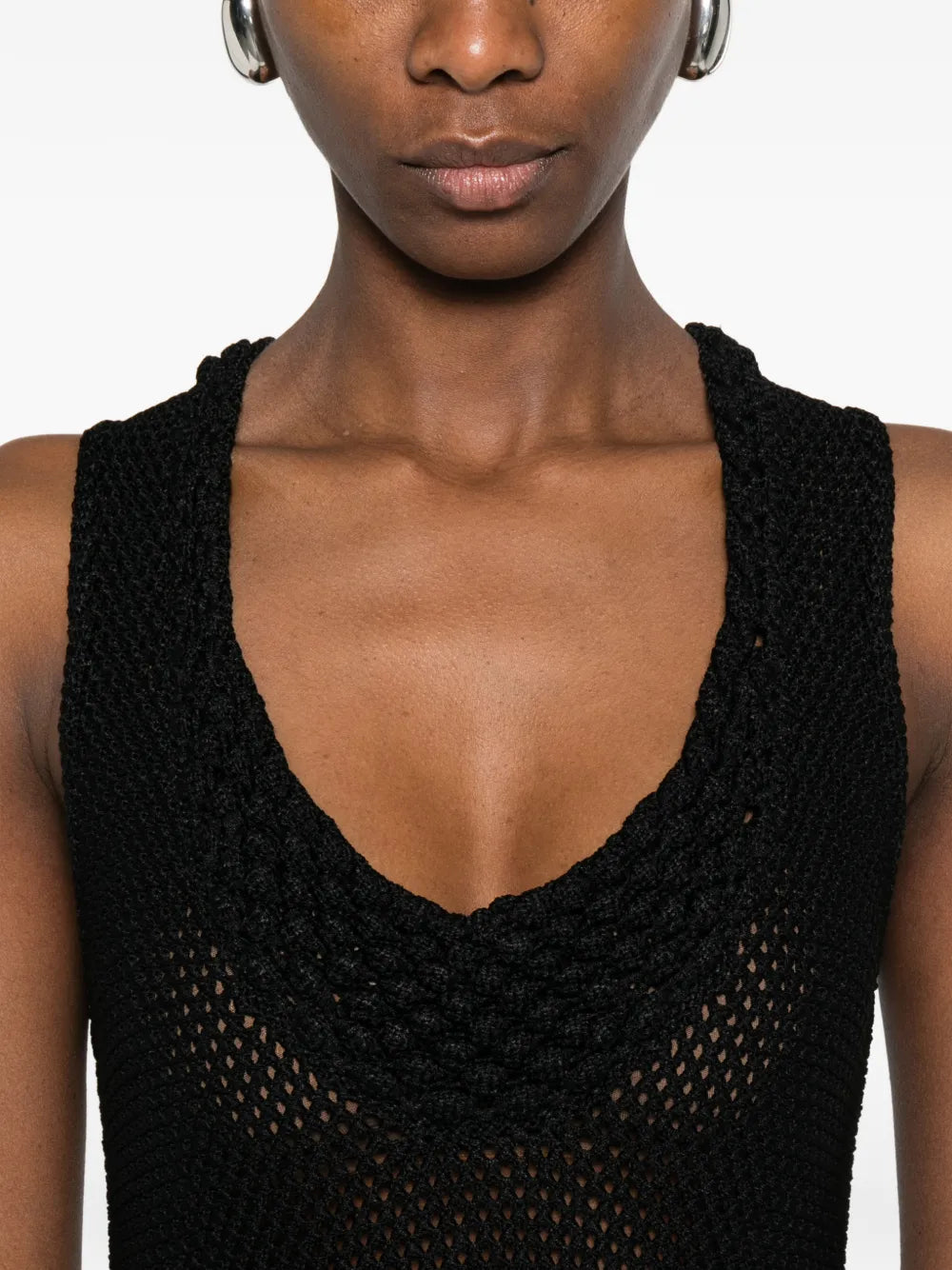 Brandon Maxwell Lou Lou Knit Pearl Trim Dress