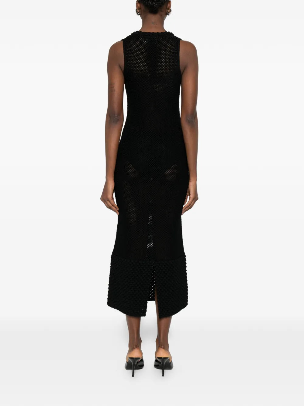 Brandon Maxwell Lou Lou Knit Pearl Trim Dress