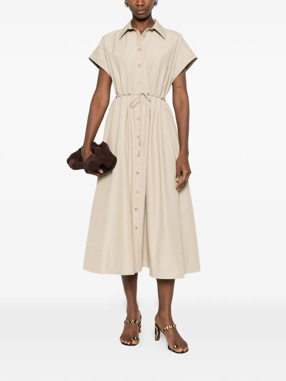 Brandon Maxwell Blake Eyelet Waist Shirt Dress