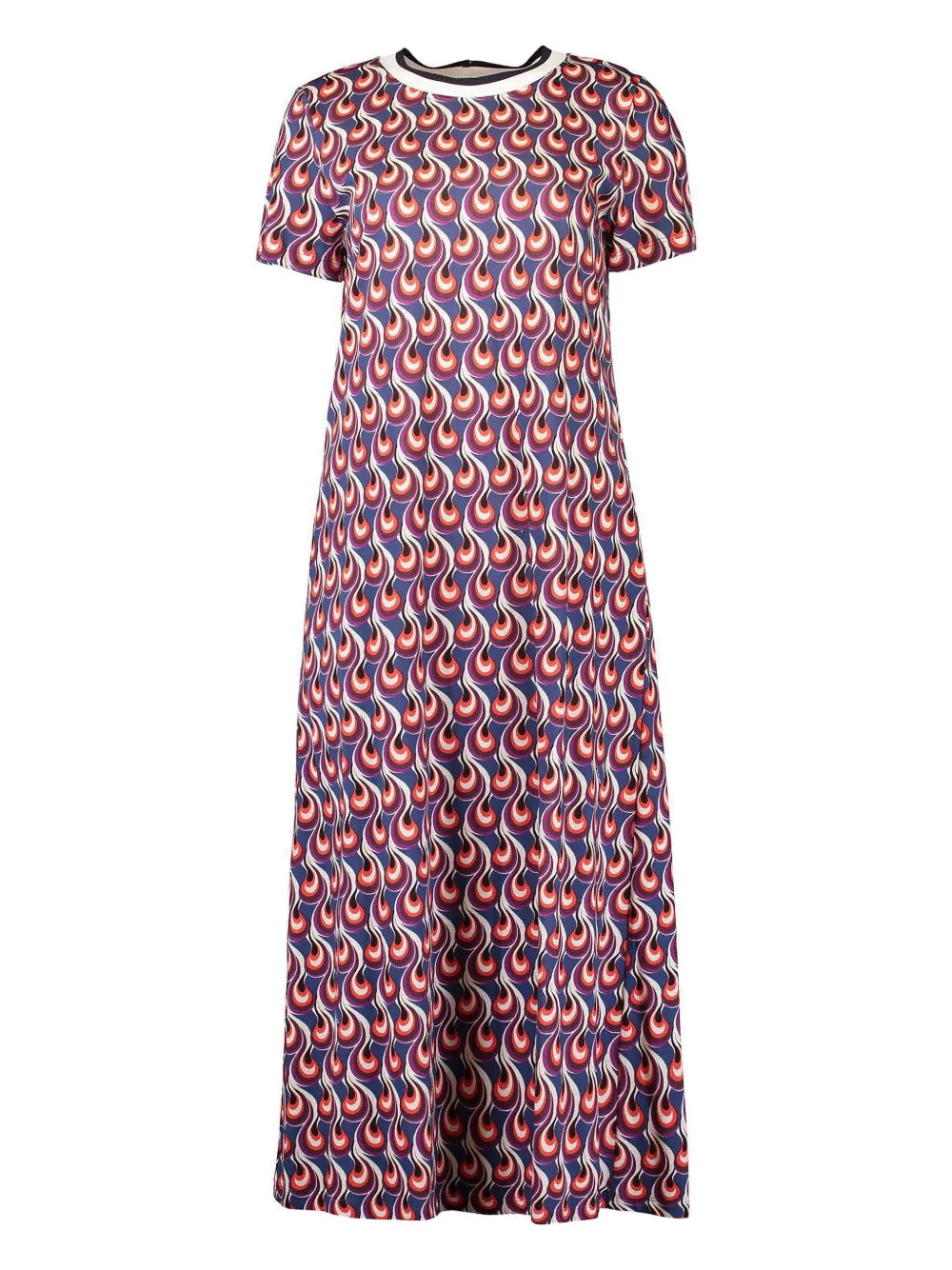 La Doublej Flame Print Short Sleeve Midi Dress