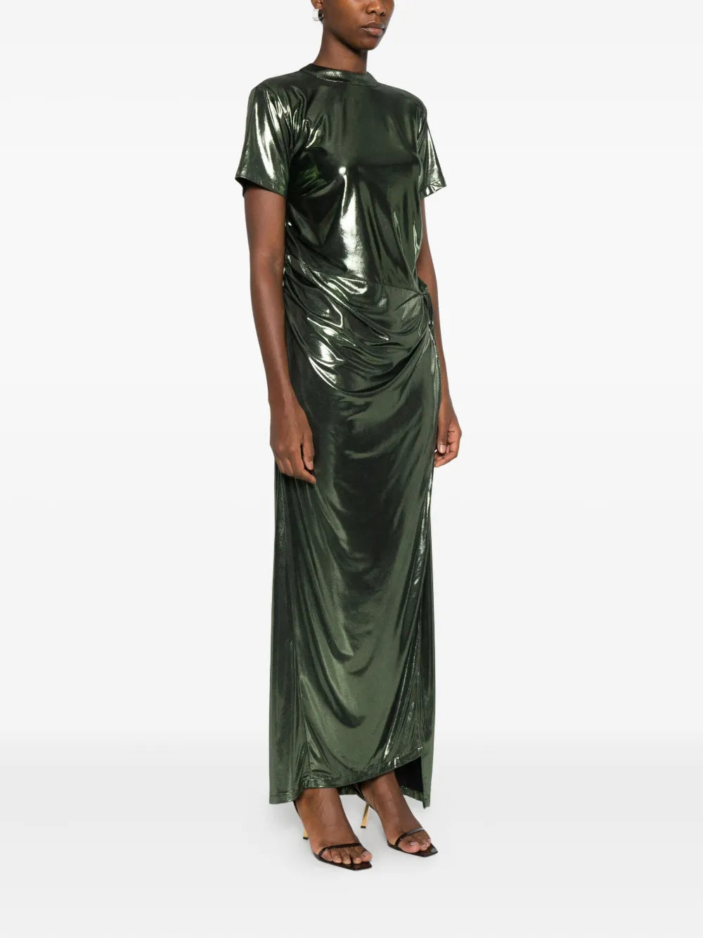 Miau By Clara Rotescu Metallic Effect Draped Dress