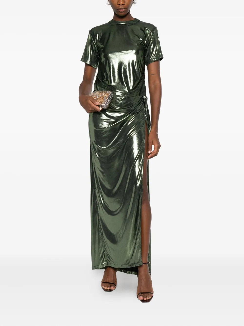 Miau By Clara Rotescu Metallic Effect Draped Dress