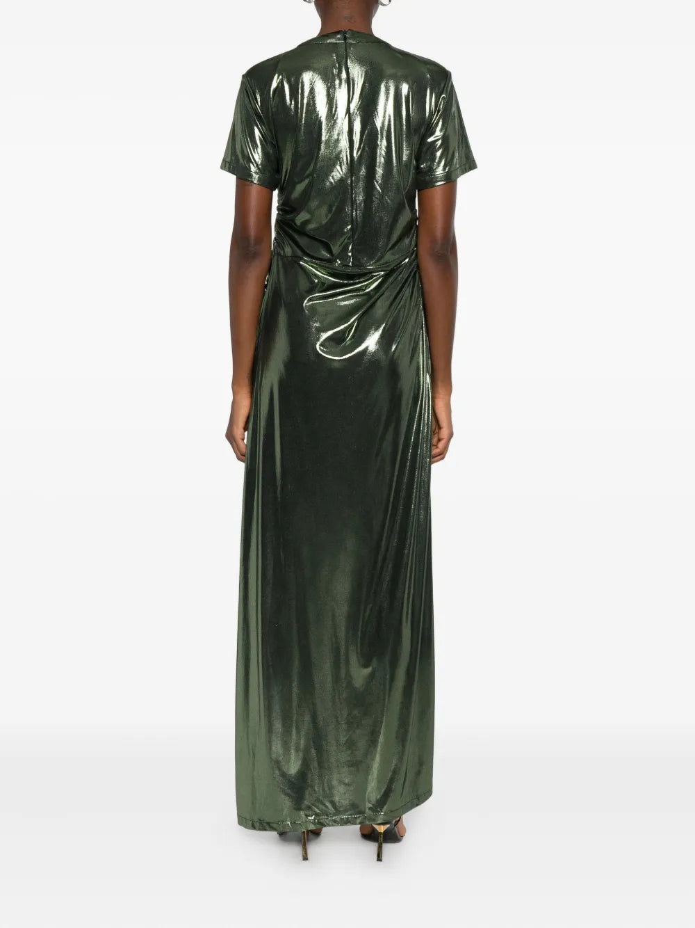 Miau By Clara Rotescu Metallic Effect Draped Dress
