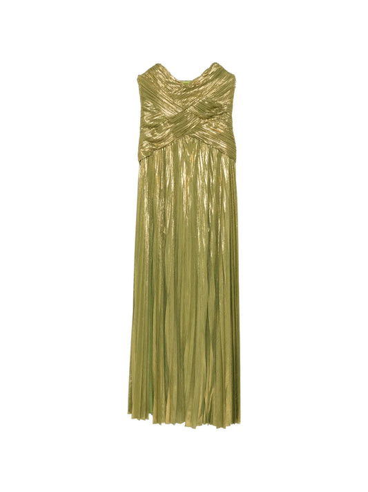 Retrofete Strapless Pleated Maxi Dress
