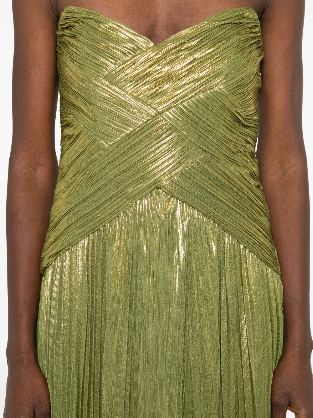 Retrofete Strapless Pleated Maxi Dress
