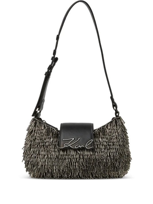 Karl Lagerfeld Signature Beaded Shoulder Bag