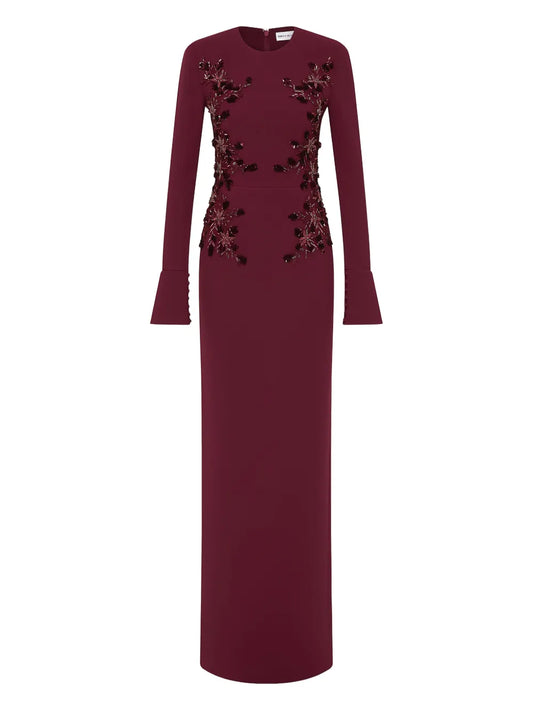 Rebecca Vallance Lulee Embellished Long Sleeve Maxi Dress