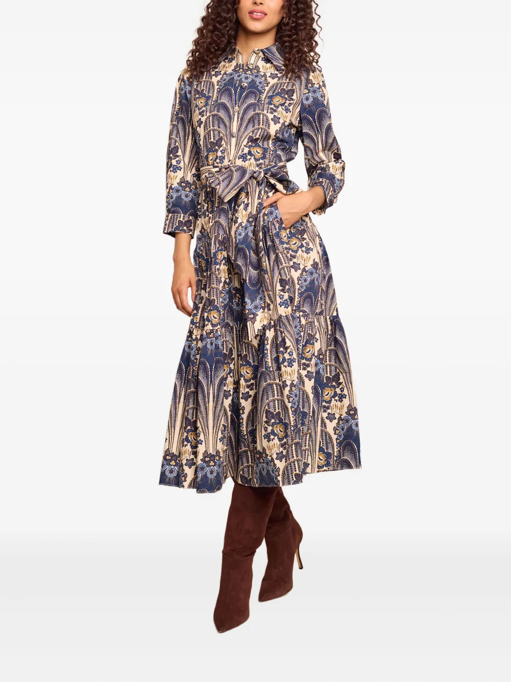 Cara Cara Paisley Print Tiered Shirt Dress