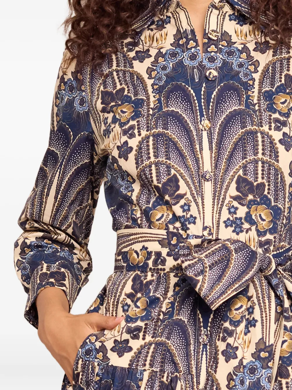 Cara Cara Paisley Print Tiered Shirt Dress