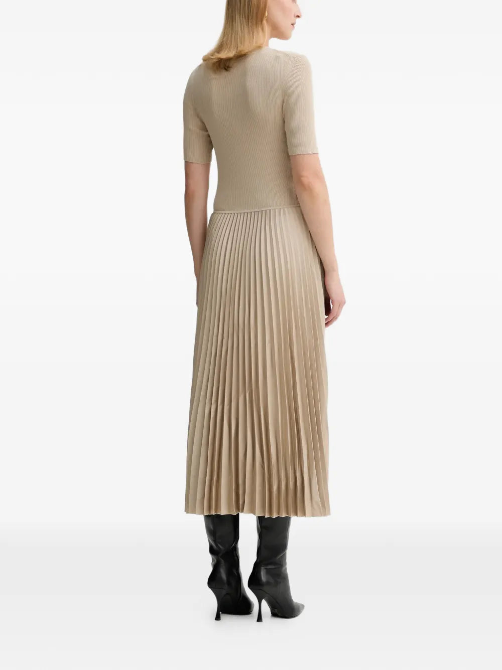 Boss Ribbed Pleated Dress